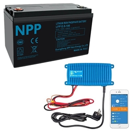 NPP Power 100Ah lithium pakkeløsning med Bluetooth + IP67 12/17 lader