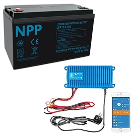 NPP Power 160Ah lithium pakkeløsning med Bluetooth + IP67 12/25 lader