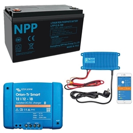 NPP Power 100Ah lithiumbatteri med Bluetooth + IP67 12/17 lader & Converter
