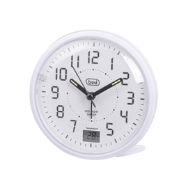 sølvfarvet vækkeur med snooze alarmVækkeur Sweep Movement Hvid (11 x 11 x 5,3cm)