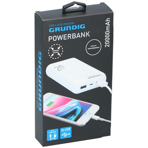 Grundig powerbank 20000mAh med 2Ah output