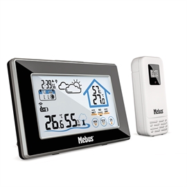 Mebus Trådløs Vejrstation med Sensor, Sort og Sølv