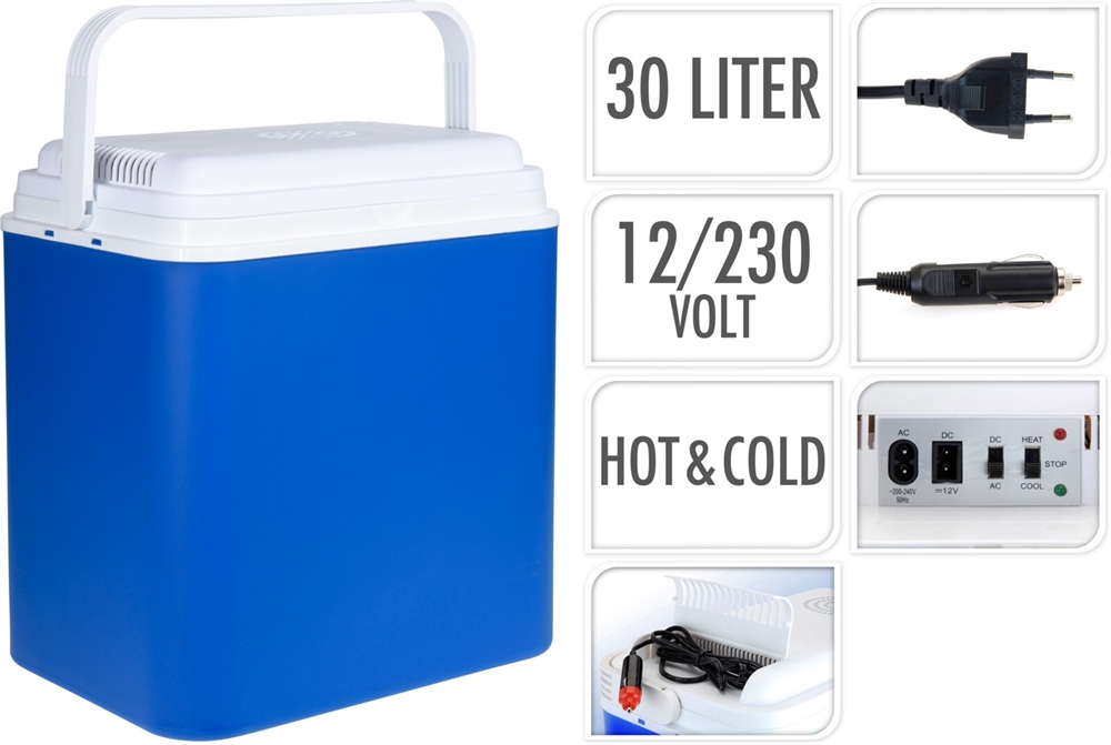 Også Med andre ord pant Elektrisk køletaske 30 liter hvid/blå dag til dag levering