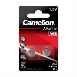 Camelion LR55 / AG8 / LR1120 1,5V Alkaline Plus batterier (2 stk)