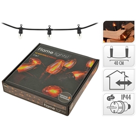 Lyskæde med Flammepærer 3,6 m, Sort
