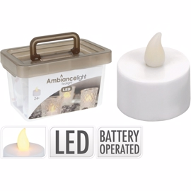 Fyrfadslys LED 24 pak hvid incl batterier 