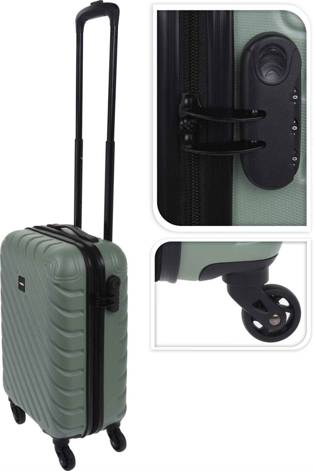 Kuffert 28 liter grøn (håndbagage 33 20 x 53 cm)
