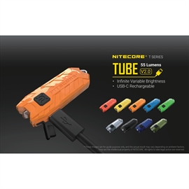 Nitecore Tube V2.0 genopladelig nøgleringslygte 55 lumen - sort