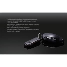 Nitecore Tube V2.0 genopladelig nøgleringslygte 55 lumen - sort