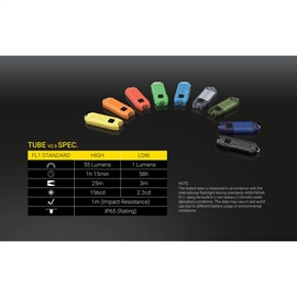Nitecore Tube V2.0 genopladelig nøgleringslygte 55 lumen - sort
