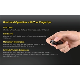 Nitecore Tube V2.0 genopladelig nøgleringslygte 55 lumen - sort