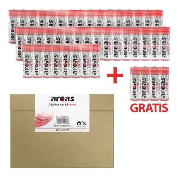 Arcas LR6 / AA alkaline batterier (36 stk)