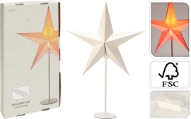 Hvid Julestjerne med Lys på Fod H: 65 cm, 220V