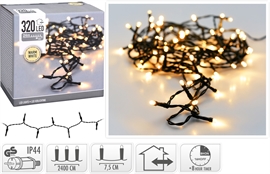 LED lyskæde 320 LED Varm hvid med timer (24m)