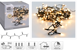 LED lyskæde 480 LED Varm hvid med timer (36 meter)