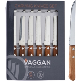 Steakknive med Træhåndtag i Brunt, 6 Stk. Sæt