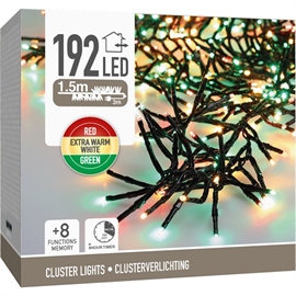 LED Lyskæde Cluster 192 LED 3 Farver (4,5 meter)
