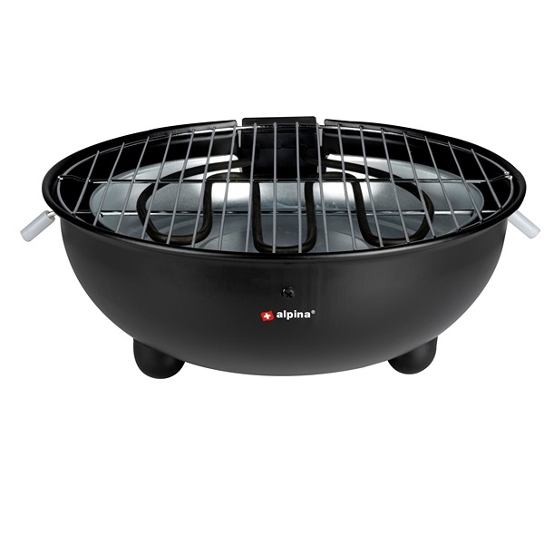 Alpina Elektrisk rund bordgrill 1250W, Ø: 30 cm - Sort