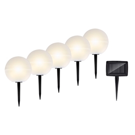 Grundig LED Solcellelamper, Kugler med Spyd, Pakke med 5 stk.