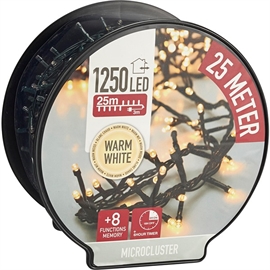 LED Micro Cluster Lyskæde på 25 m og 1250 Lys i Varm Hvid 