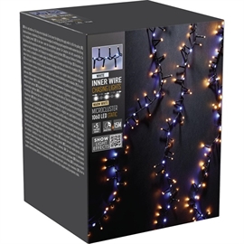 Snake LED-lyskæde 15 m 1060 LED med Vandfaldseffekt i Varm- og Koldhvid