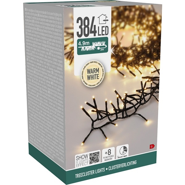 LED Treecluster Lyskæde 384 LED, Varm Hvid 4,9 m 