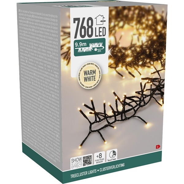 LED Treecluster Lyskæde 768 LED, Varm Hvid 9,9 m 