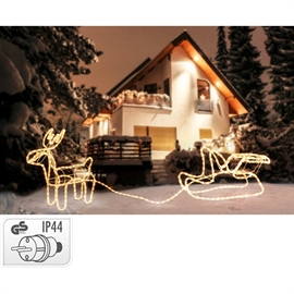  LED Rensdyr med Slæde, Varm Hvid