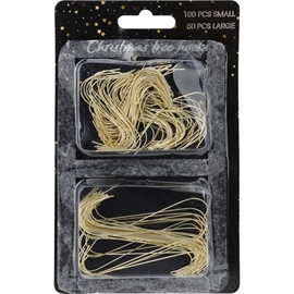 Kroge til Juleophæng i Guldfarvet Metal – Sæt med 150 stk. Små og Store