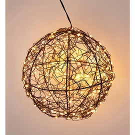 Sort LED Dekorationskugle 18 cm – 200 Varmhvide Mikrolys med Timer