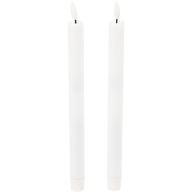  Voks LED Kronelys med 3D-Flamme, Fjernbetjening og Timer, 2 stk i Hvid