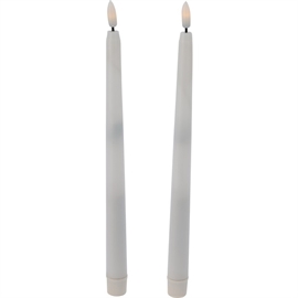 LED Stagelys med 3D-Flamme – Sæt af 2 i Hvid, 27 cm