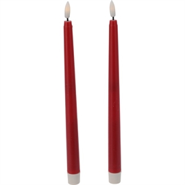 LED Stagelys med 3D-Flamme – Sæt af 2 i Rød, 27 cm