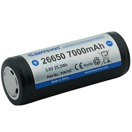 Keeppower 26650 P2670C 3,6 volt Li-Ion batteri med sikkerhedskredsløb, 7000 mAh