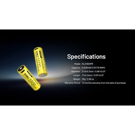 Nitecore NL2155HPR - 21700 5500mAh Li Ion Batteri - USB-C Opladelig
