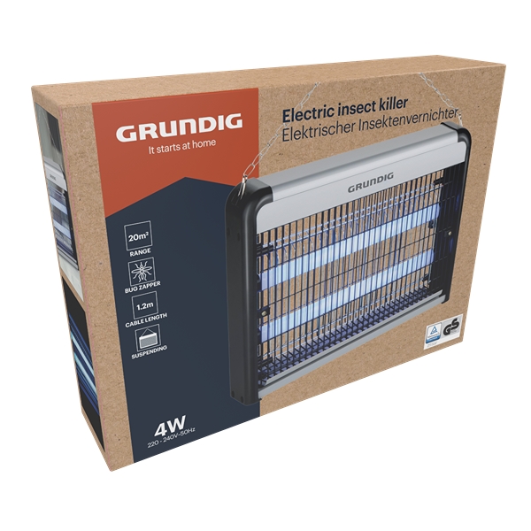 Grundig Elektrisk Insektdræber LED 4W til Udendørs og Indendørs Brug, Sort/Sølv