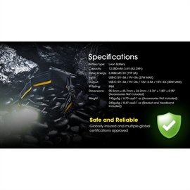 Nitecore Carbon Battery™ 12K Kit - Forlænget Driftstid til Pandelampen.