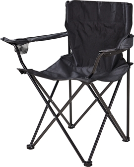 Redcliffs Foldbar Campingstol med Kopholder, Sort/Mørkegrå