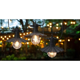 LED Party Lyskæde 2,5 m, 6 LED Filament Pærer med Unikke Skærme, Varm Hvid