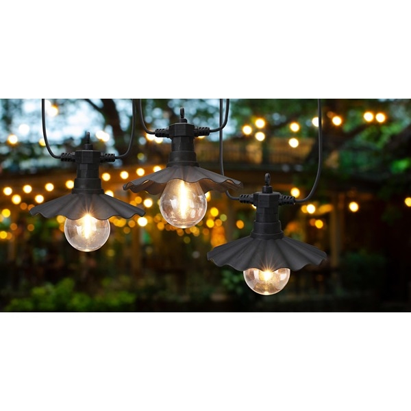 LED Party Lyskæde 2,5 m, 6 LED Filament Pærer med Unikke Skærme, Varm Hvid