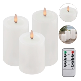 3-pak udendørs LED bloklys 7,5 x 10, 12,5 og 15 cm - hvid