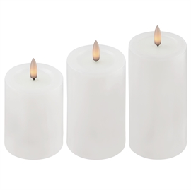 3-pak udendørs LED bloklys 7,5 x 10, 12,5 og 15 cm - hvid