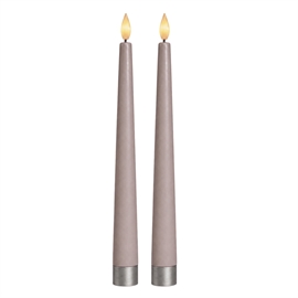 LED stagelys 2 stk. 24 cm vokslys med fjernbetjening, grå