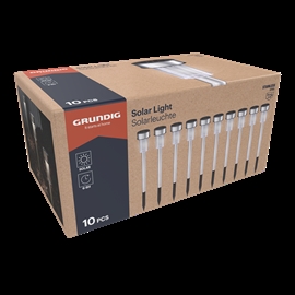 Grundig solcellelamper med spyd og koldhvid LED, 10 stk.