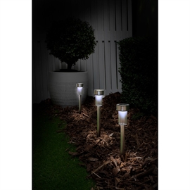 Grundig solcellelamper med spyd og koldhvid LED, 10 stk.