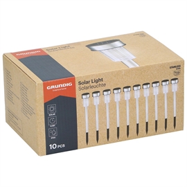 Grundig solcellelamper med spyd og koldhvid LED, 10 stk.