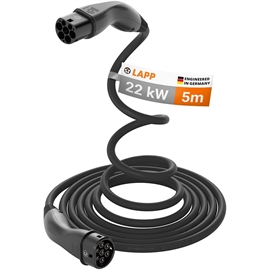 LAPP Mobility Type 2 selvoptrækkende ladekabel sort 5 m 22 kW