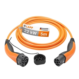 Orange Type 2 ladekabel 5 m 22kW