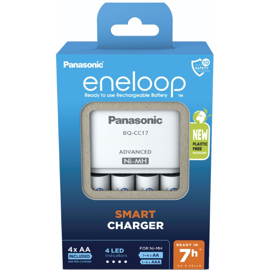 Panasonic Eneloop BQ-CC17E batterioplader + 4 x AA Eneloop