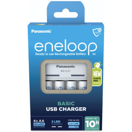 Panasonic Eneloop BQ-CC61E batterioplader + 4 AA batterier